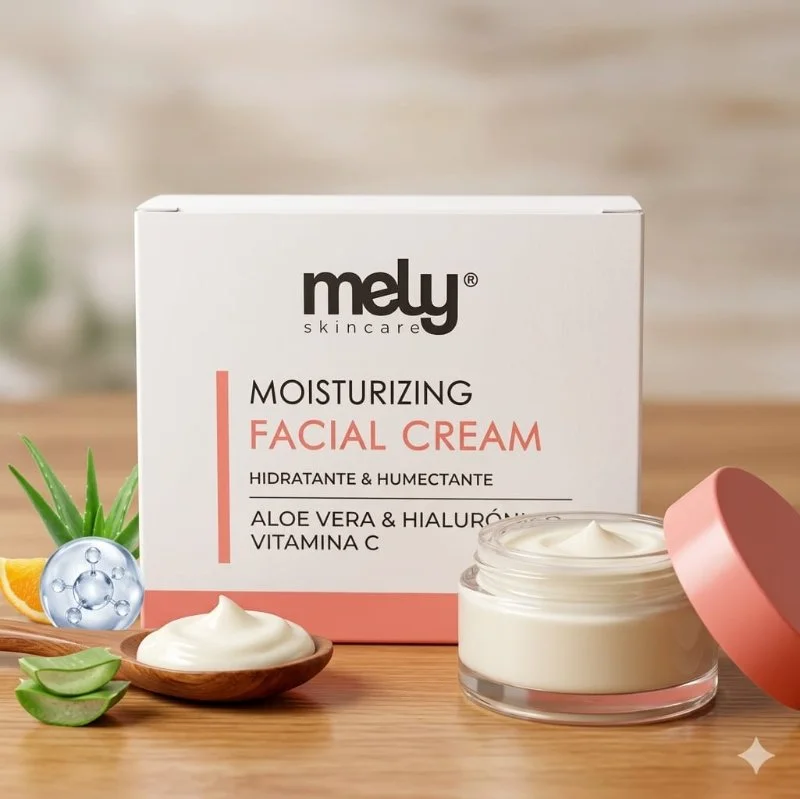 Crema Facial Hidratante y Humectante Mely | Aloe Vera, Hialurónico y Vitamina C