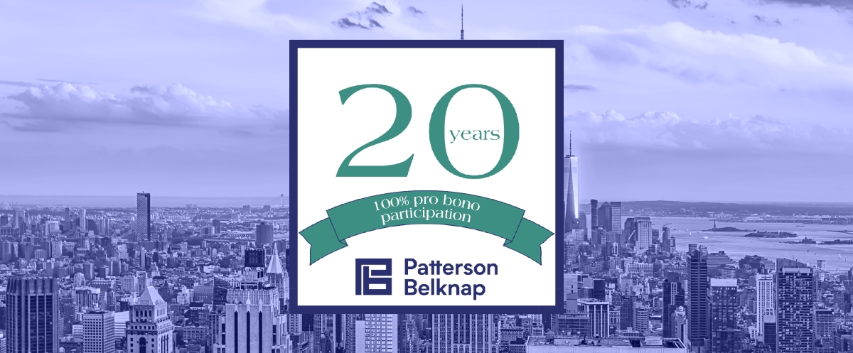 <h2>Twenty Consecutive Years of 100% Attorney Pro Bono Participation</h2>