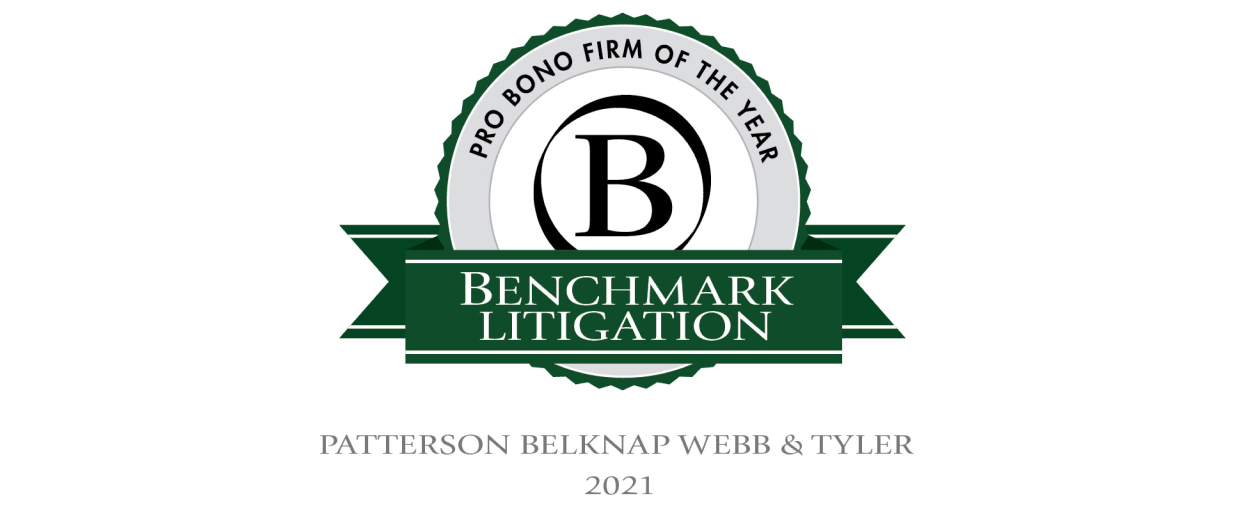 <h2>Benchmark Litigation &ldquo;New York Firm of the Year&rdquo; and &ldquo;Pro Bono Firm of the Year&rdquo;</h2>