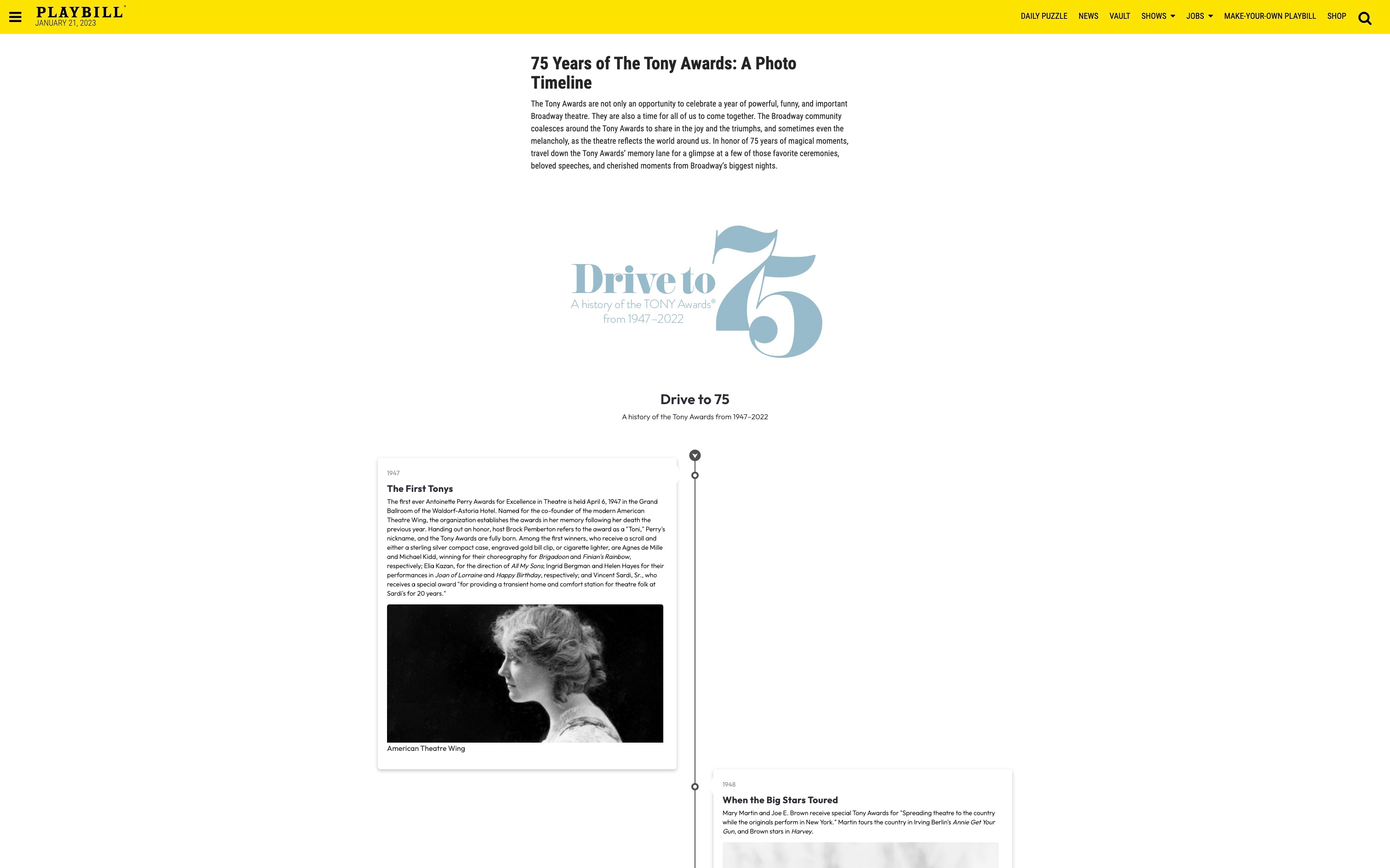 Playbill publish first timeline