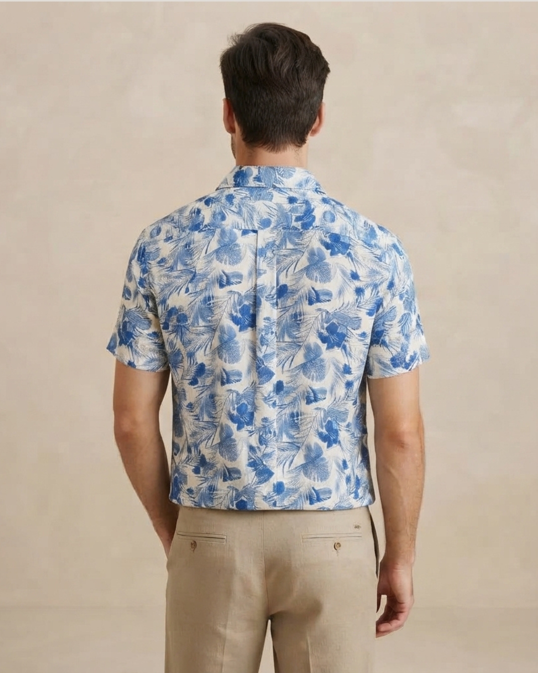 Light Blue Printed Short Sleeve Shirt view 2 - Timeless Closet Sri Lanka