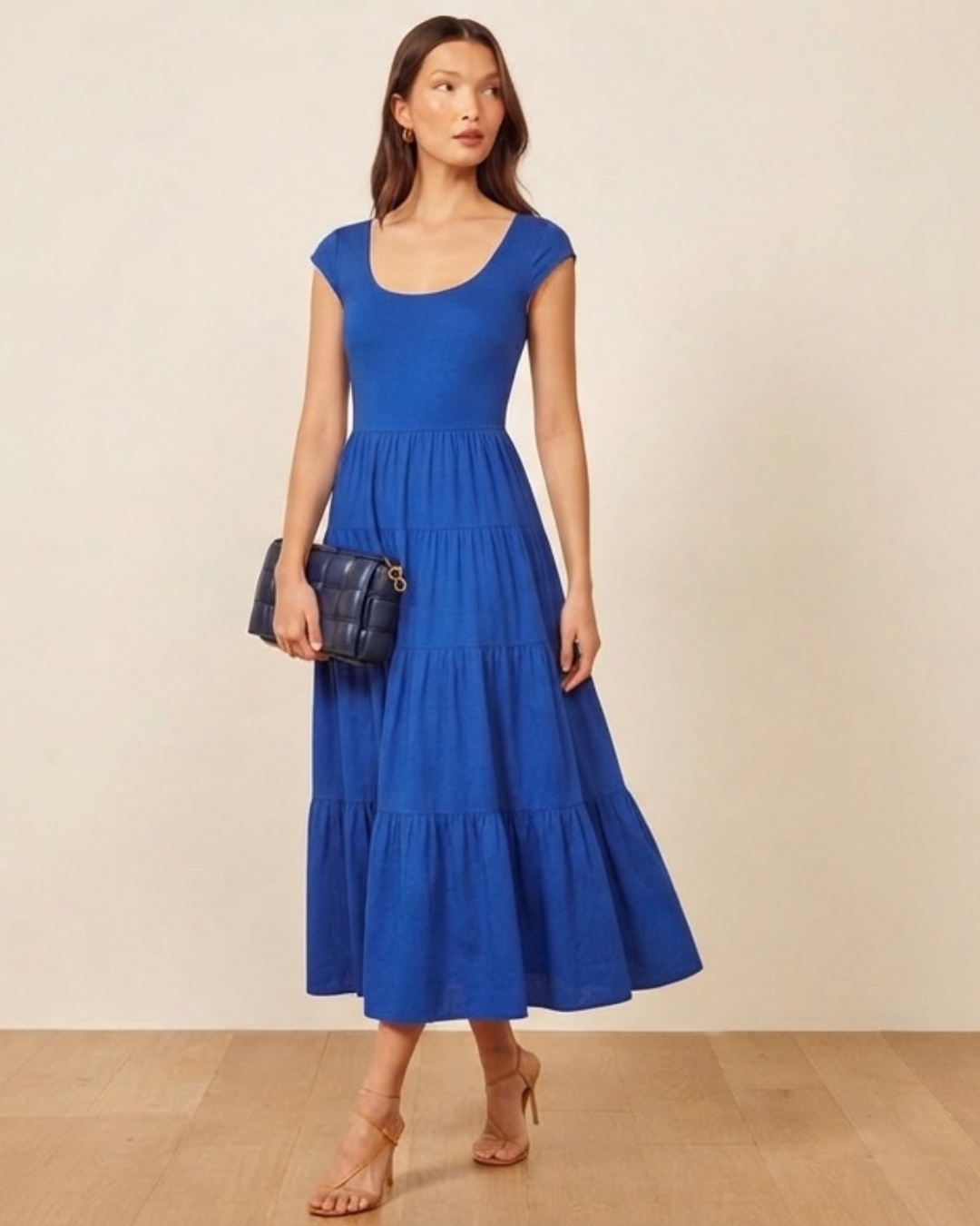 Blue Layered Long Dress view 1 - Timeless Closet Sri Lanka