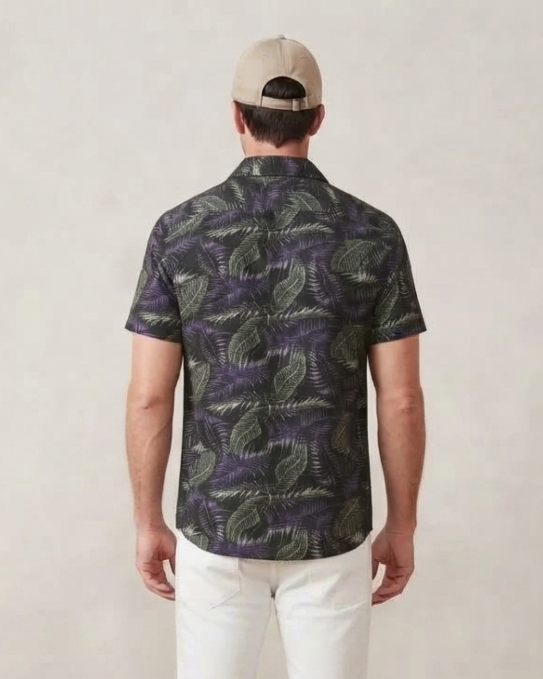Dark Blue Printed Short Sleeve Men's Shirt view 3 - Timeless Closet Sri Lanka