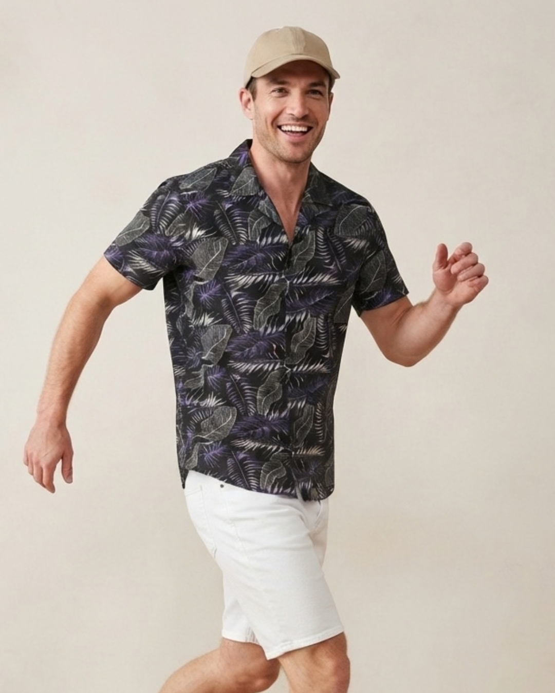 Dark Blue Printed Short Sleeve Men's Shirt view 1 - Timeless Closet Sri Lanka