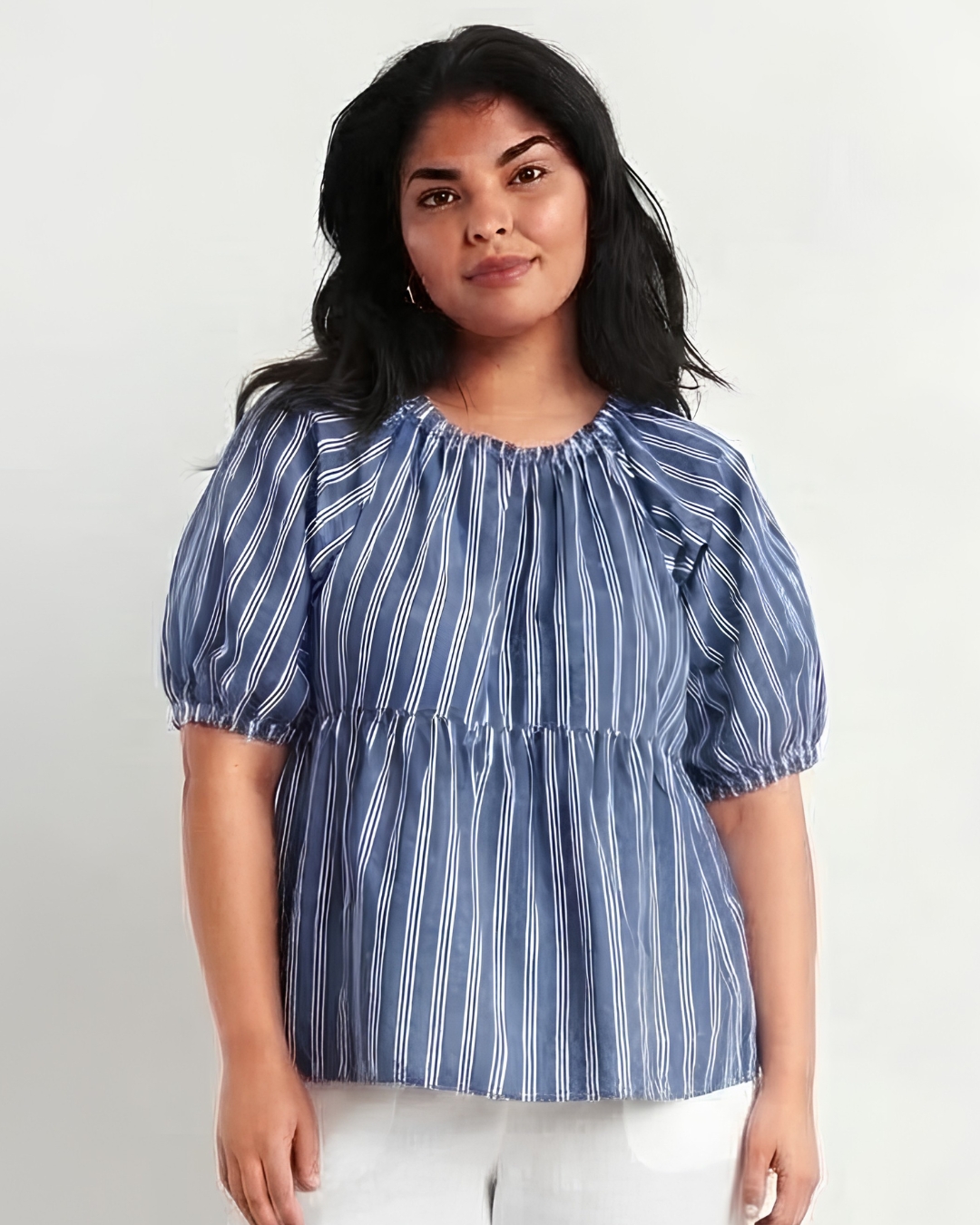 Blue Stripe Top view 1 - Timeless Closet Sri Lanka