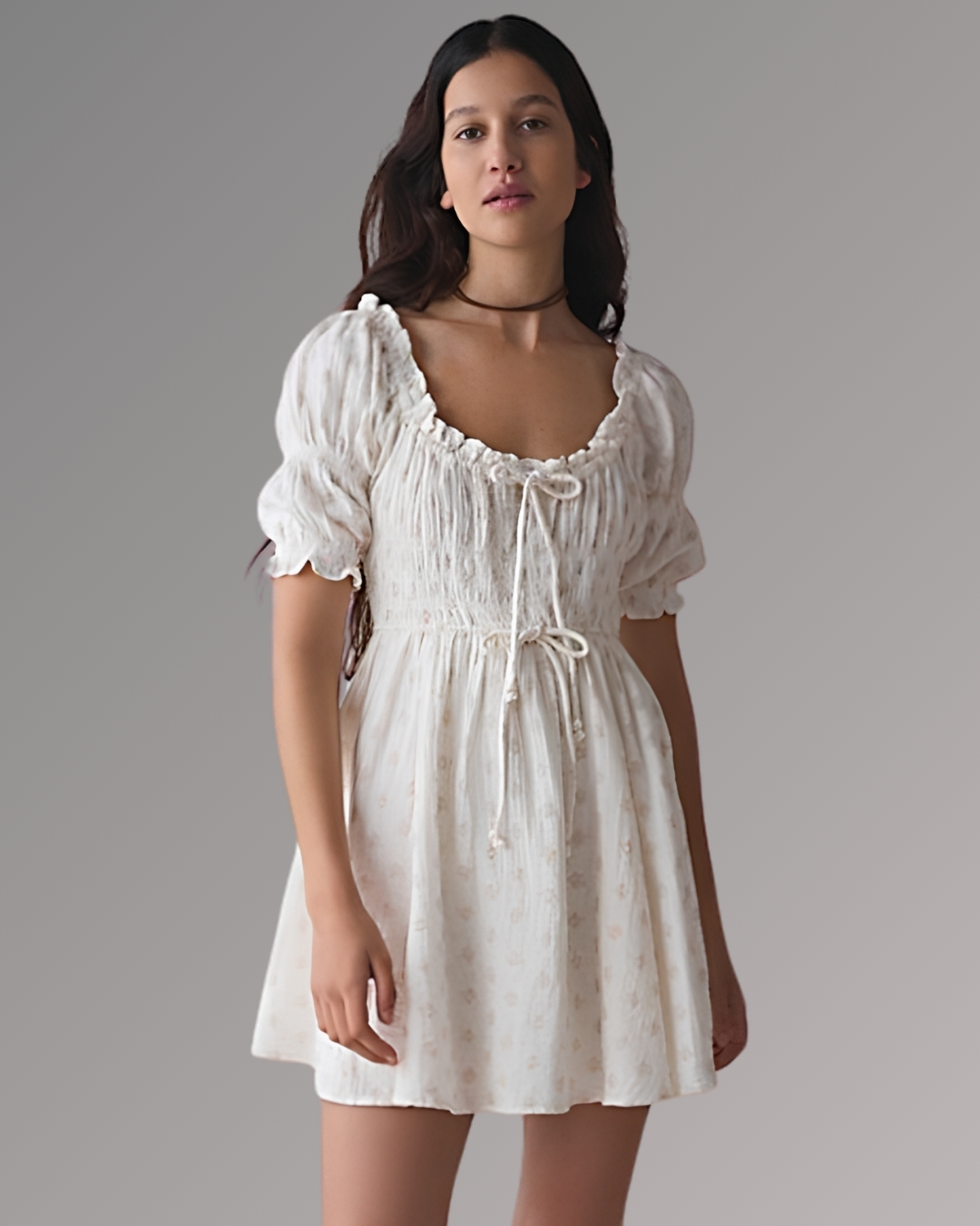 White and Pink Floral Pink Short Dress view 3 - Timeless Closet Sri Lanka