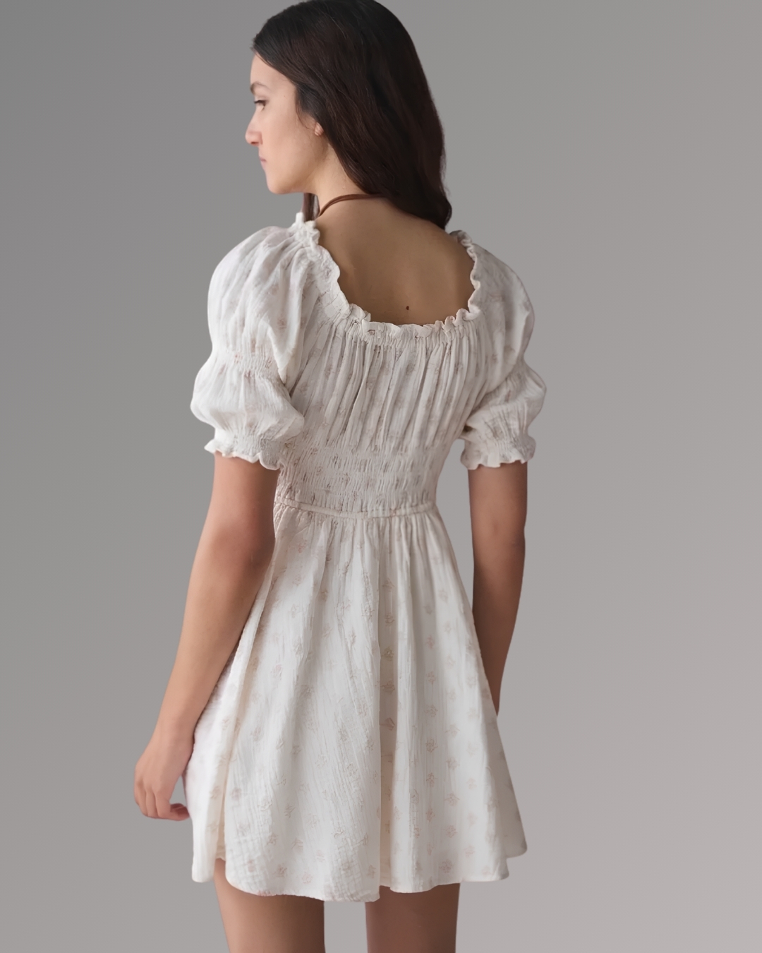 White and Pink Floral Pink Short Dress view 5 - Timeless Closet Sri Lanka