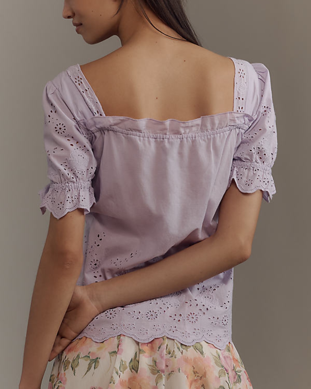 Pastel Purple Cutwork Top view 2 - Timeless Closet Sri Lanka