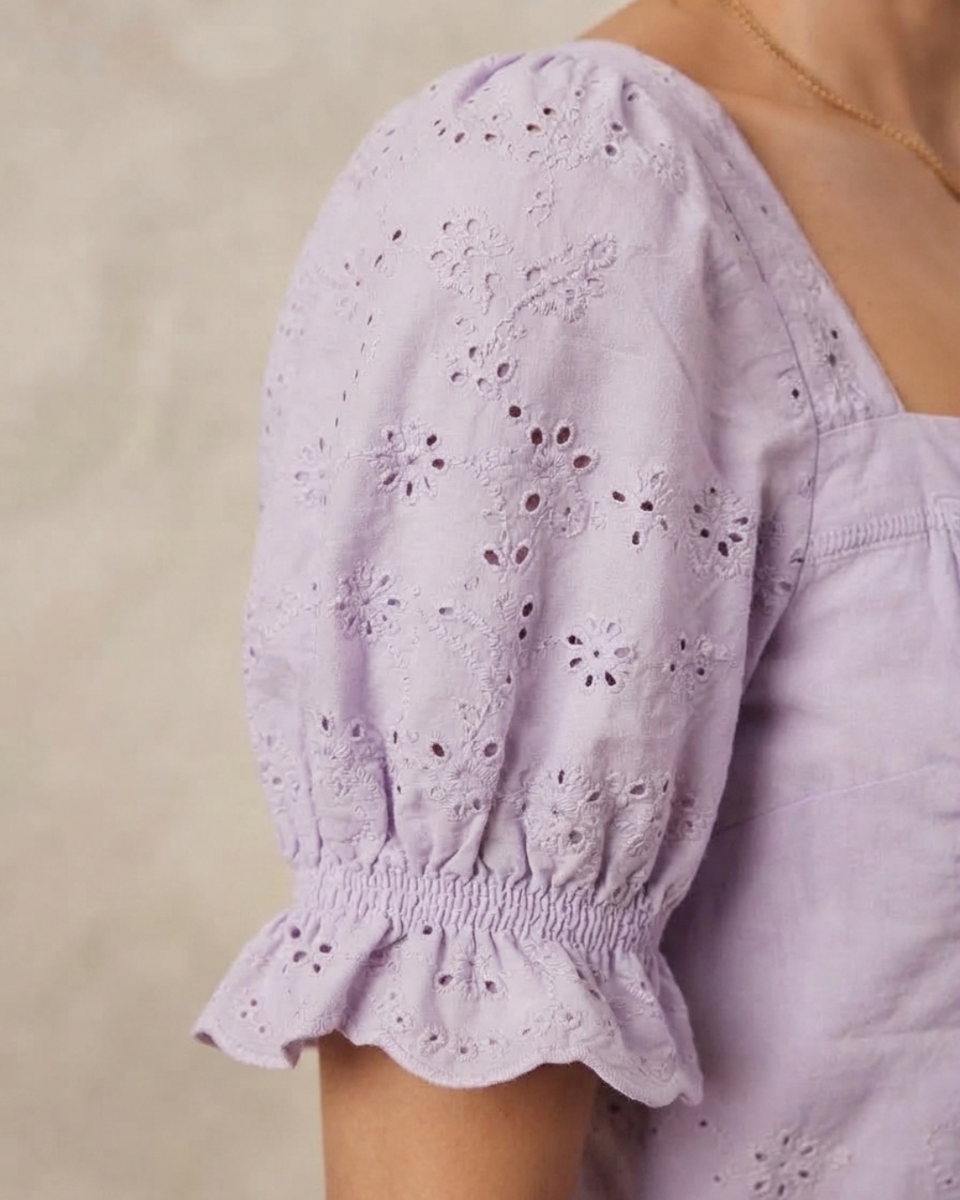 Pastel Purple Cutwork Top view 3 - Timeless Closet Sri Lanka