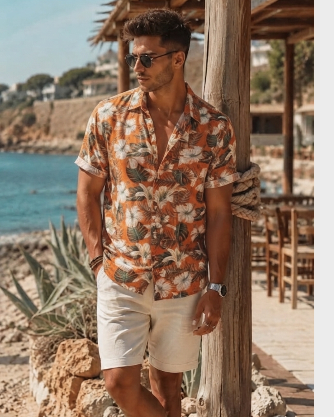 Orange Printed Short Sleeve Shirt view 3 - Timeless Closet Sri Lanka