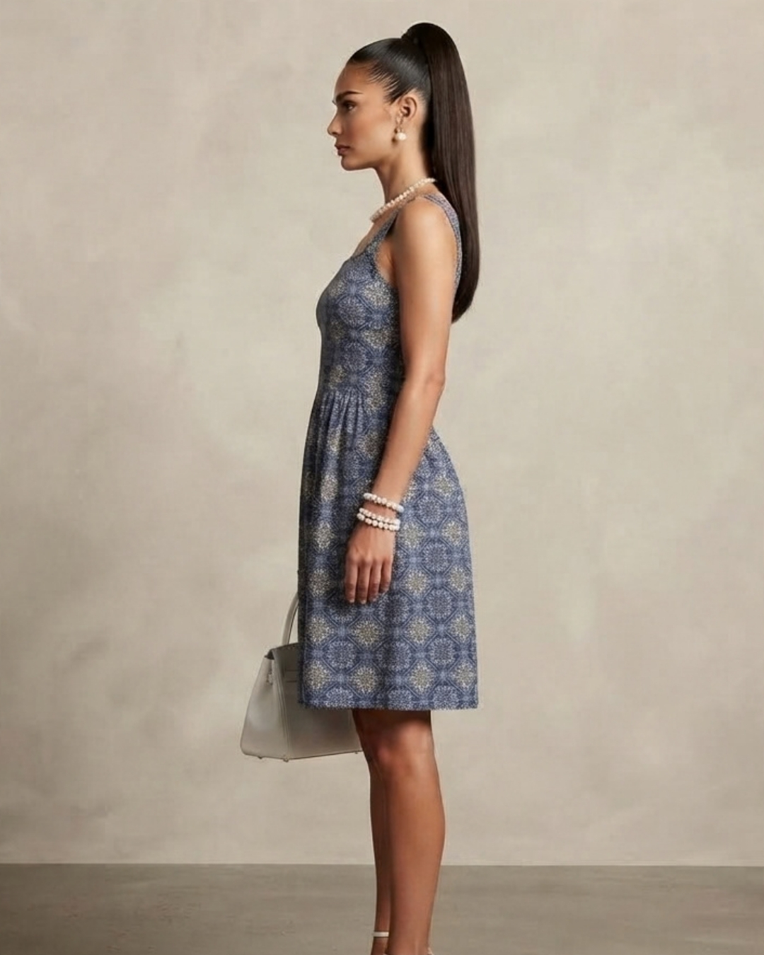 Dark Blue Geometry Dress view 2 - Timeless Closet Sri Lanka
