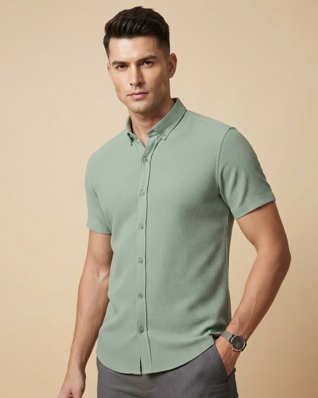 Green Popcorn Short Sleeve Shirt view 2 - Timeless Closet Sri Lanka