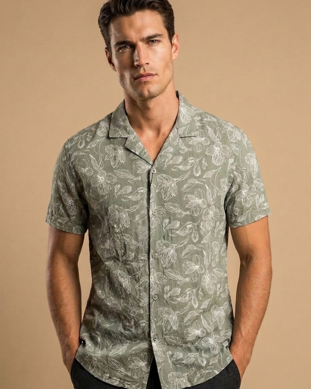 Green Printed Short Sleeve Tshirt view 2 - Timeless Closet Sri Lanka