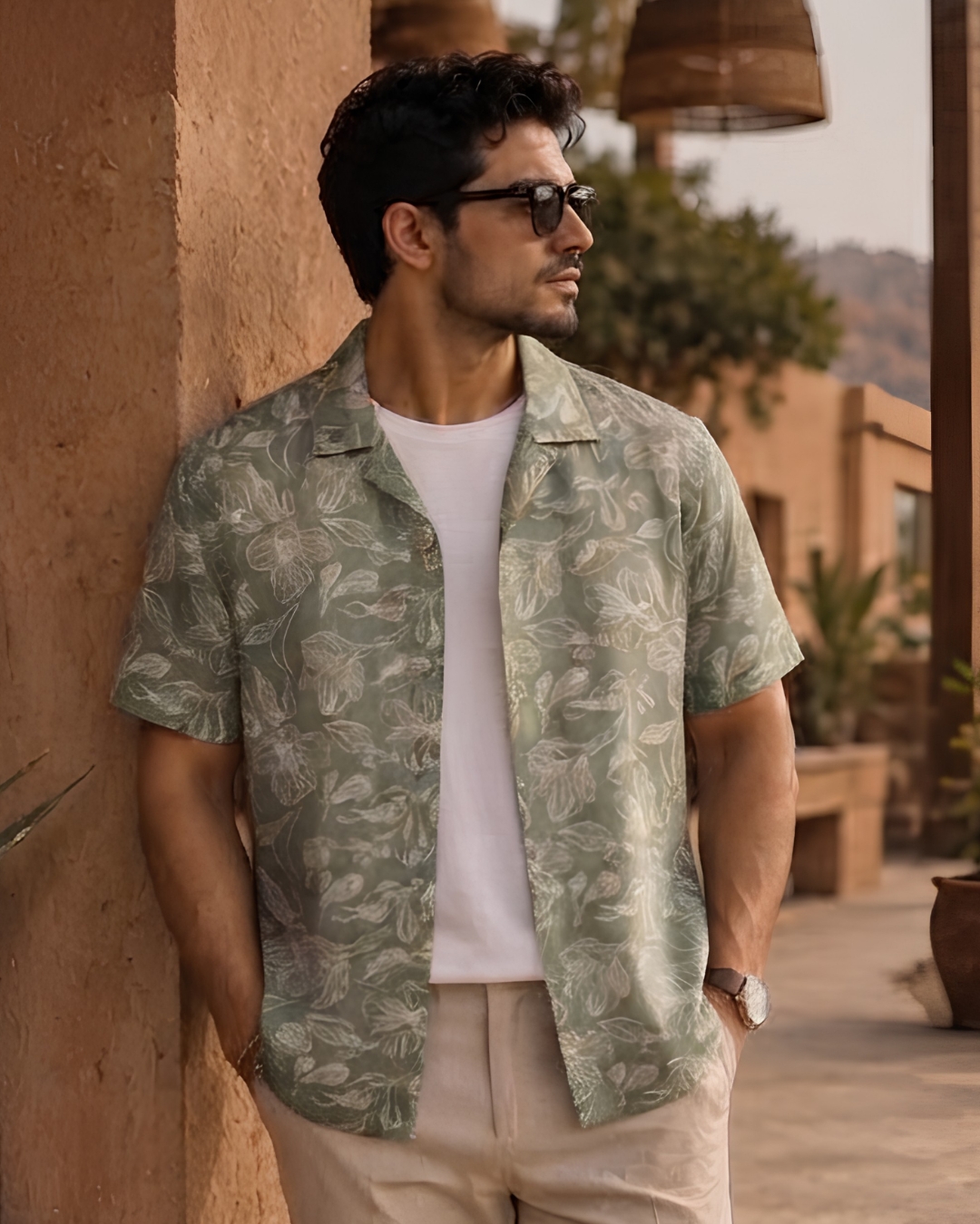 Green Printed Short Sleeve Tshirt view 3 - Timeless Closet Sri Lanka