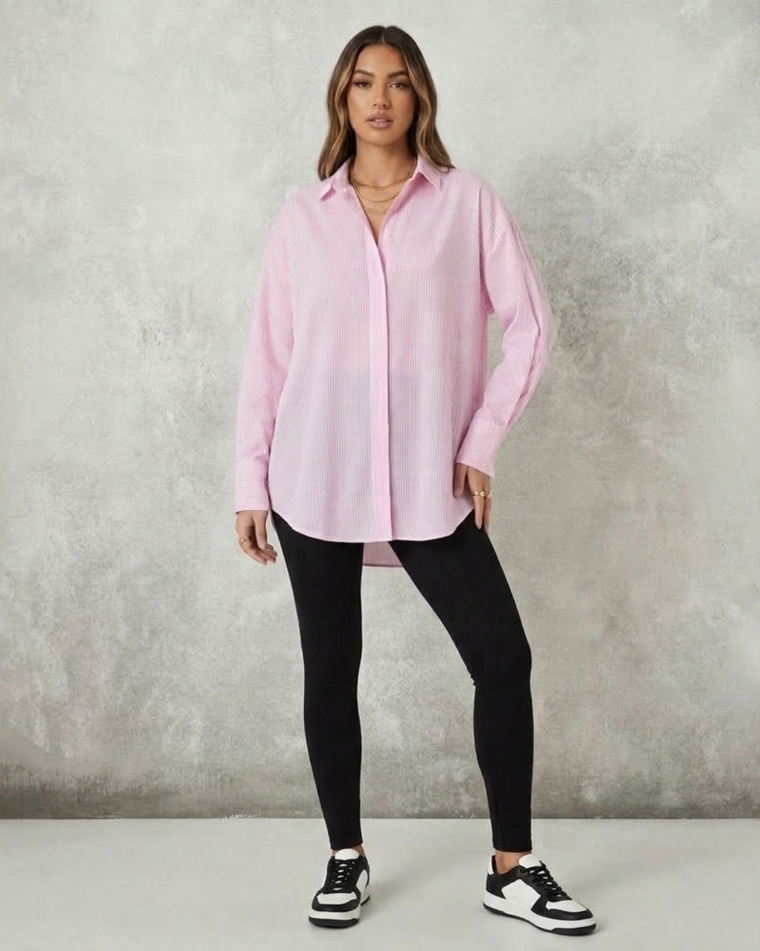 Pink Stripe Oversized Shirt view 2 - Timeless Closet Sri Lanka