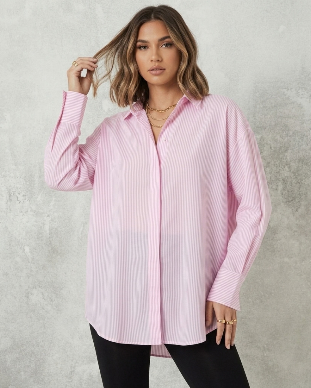 Pink Stripe Oversized Shirt view 3 - Timeless Closet Sri Lanka