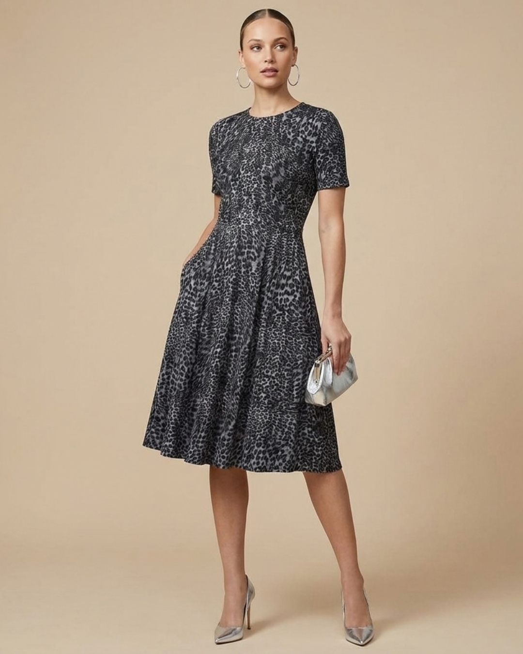 Black Leopard Print Dress view 1 - Timeless Closet Sri Lanka