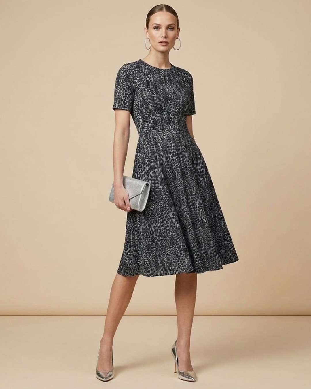 Black Leopard Print Dress view 3 - Timeless Closet Sri Lanka