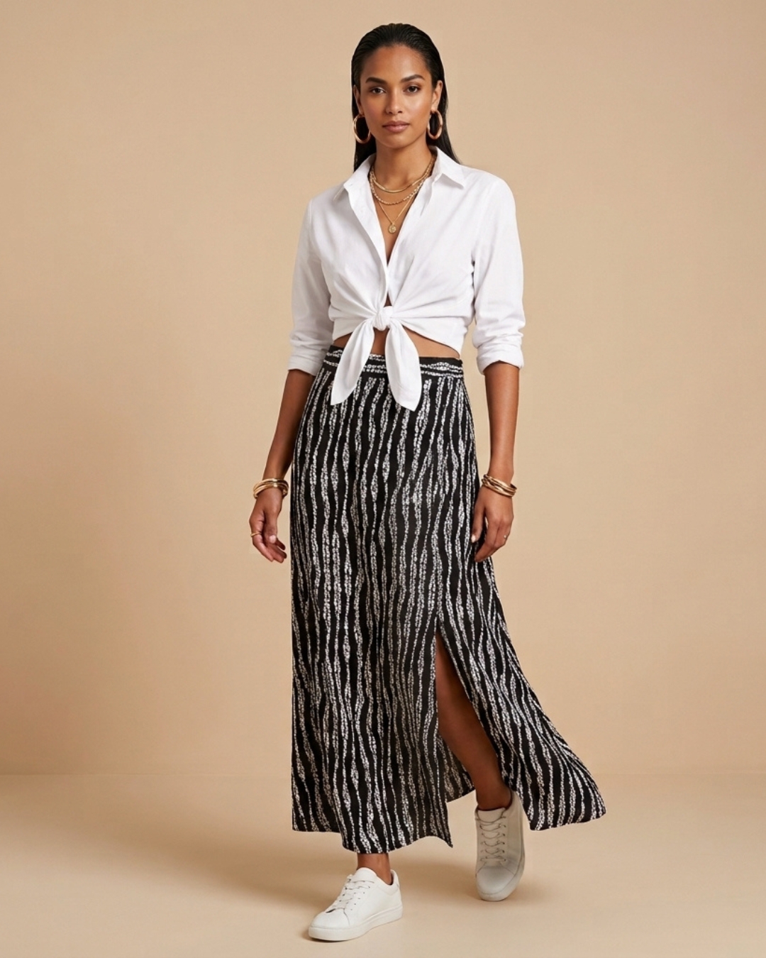 Black Printed Skirt view 1 - Timeless Closet Sri Lanka