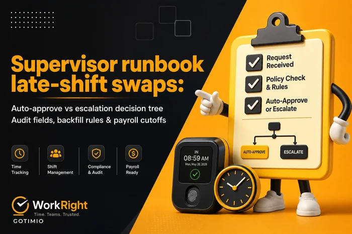 Supervisor runbook for late shift changes and swaps — decision tree, required audit fields and backfill rules