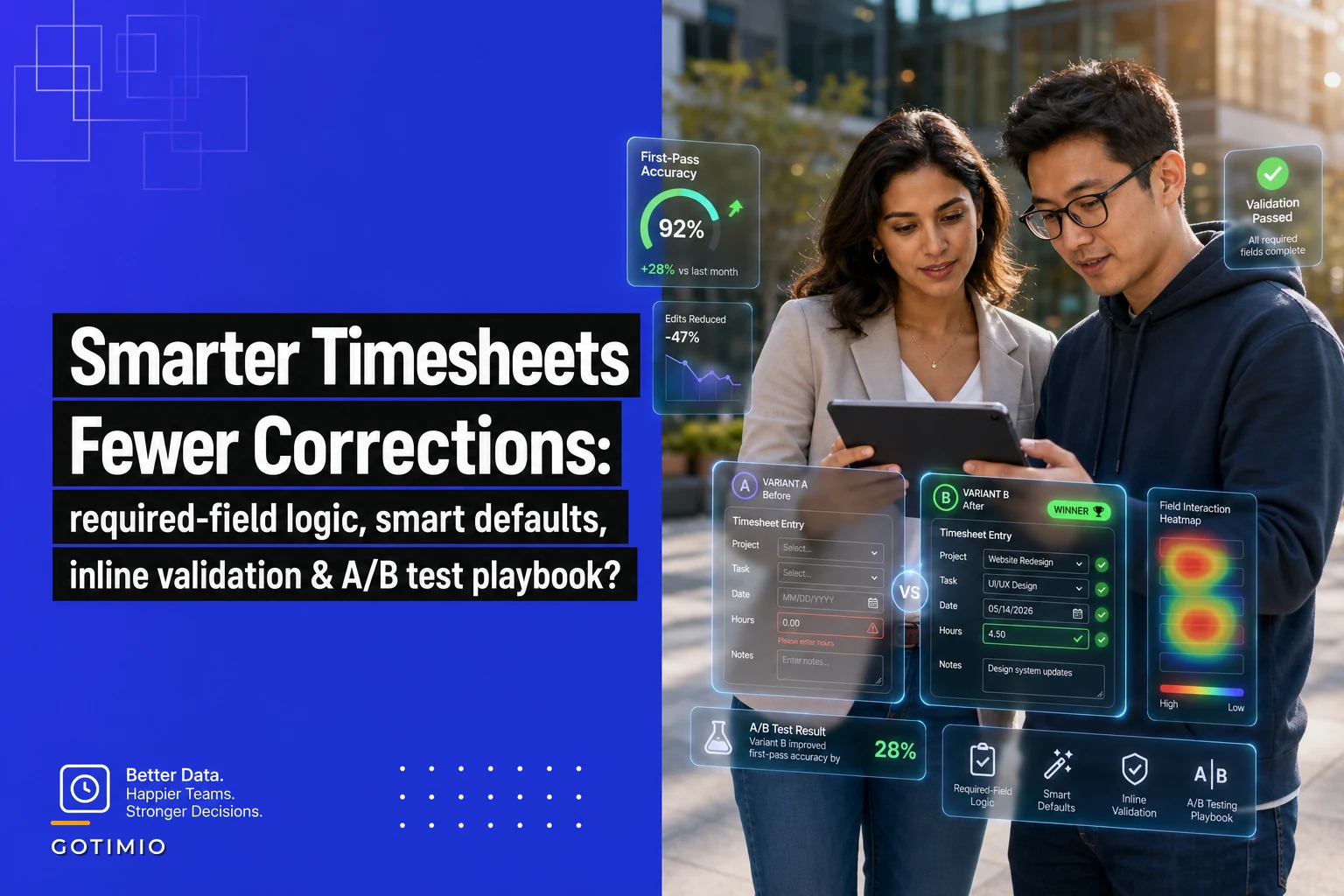Timesheet UX patterns to reduce edits and boost first-pass accuracy