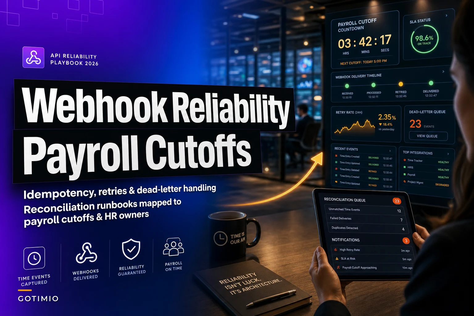 When time events break payroll cutoffs — a webhook & API reliability playbook for retries, idempotency and observability