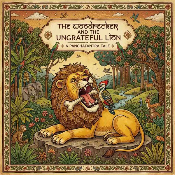 The Woodpecker and the Ungrateful Lion: A Panchatantra Tale