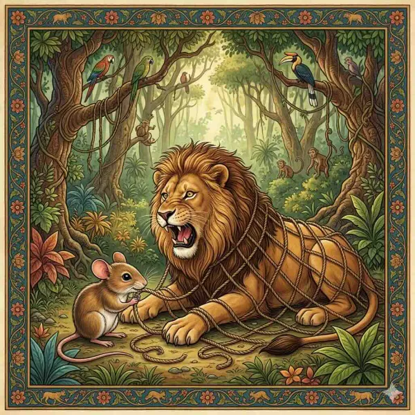 सिंह आणि उंदराची मैत्री: पंचतंत्राची शहाणी गोष्ट