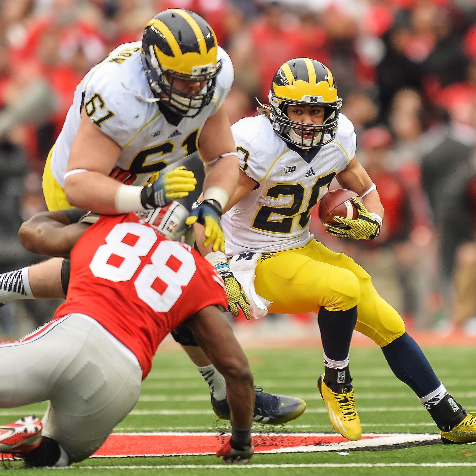 Action shot of a football game.