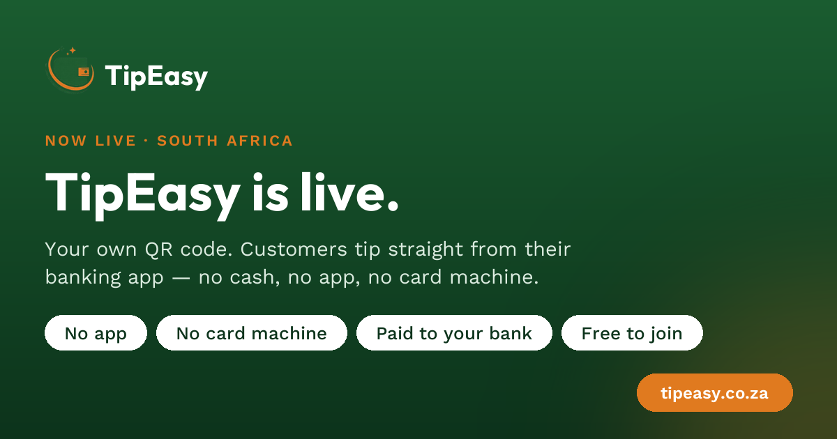 TipEasy Is Live: Cashless Tipping Has Arrived in South Africa
