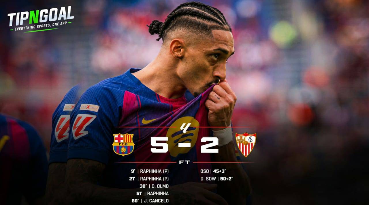Raphinha Hat-Trick Fires Barcelona Past Sevilla in Seven-Goal La Liga Thriller
