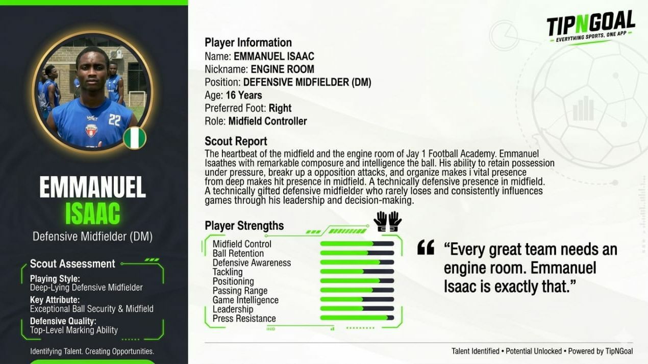 TipNGoal Player Focus: Meet EMMANUEL ISAAC