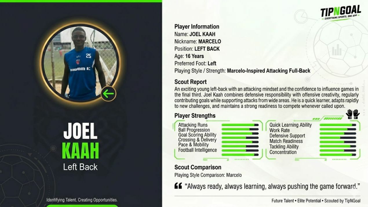 TipNGoal Player Focus: Meet JOEL KAAH

