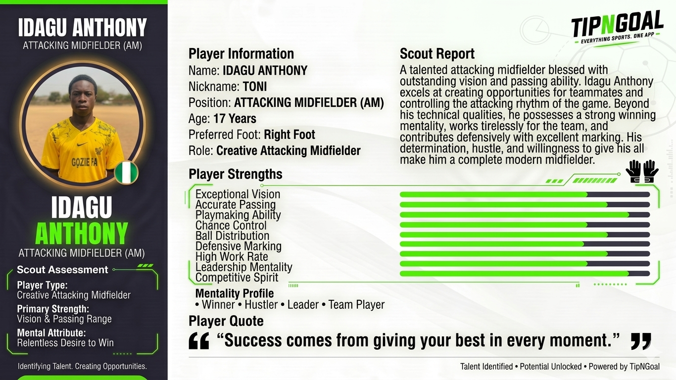 TipNGoal Player Focus: Meet IDAGU ANTHONY