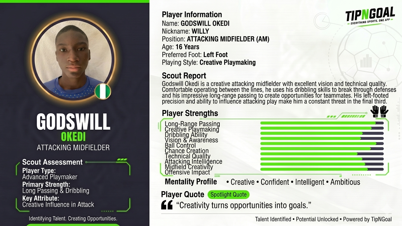 TipNGoal Player Focus: Meet GODSWILL OKEDI 