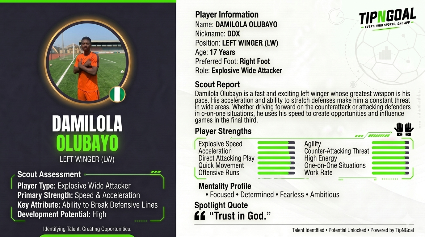 TipNGoal Player Focus: Meet DAMILOLA OLUBAYO