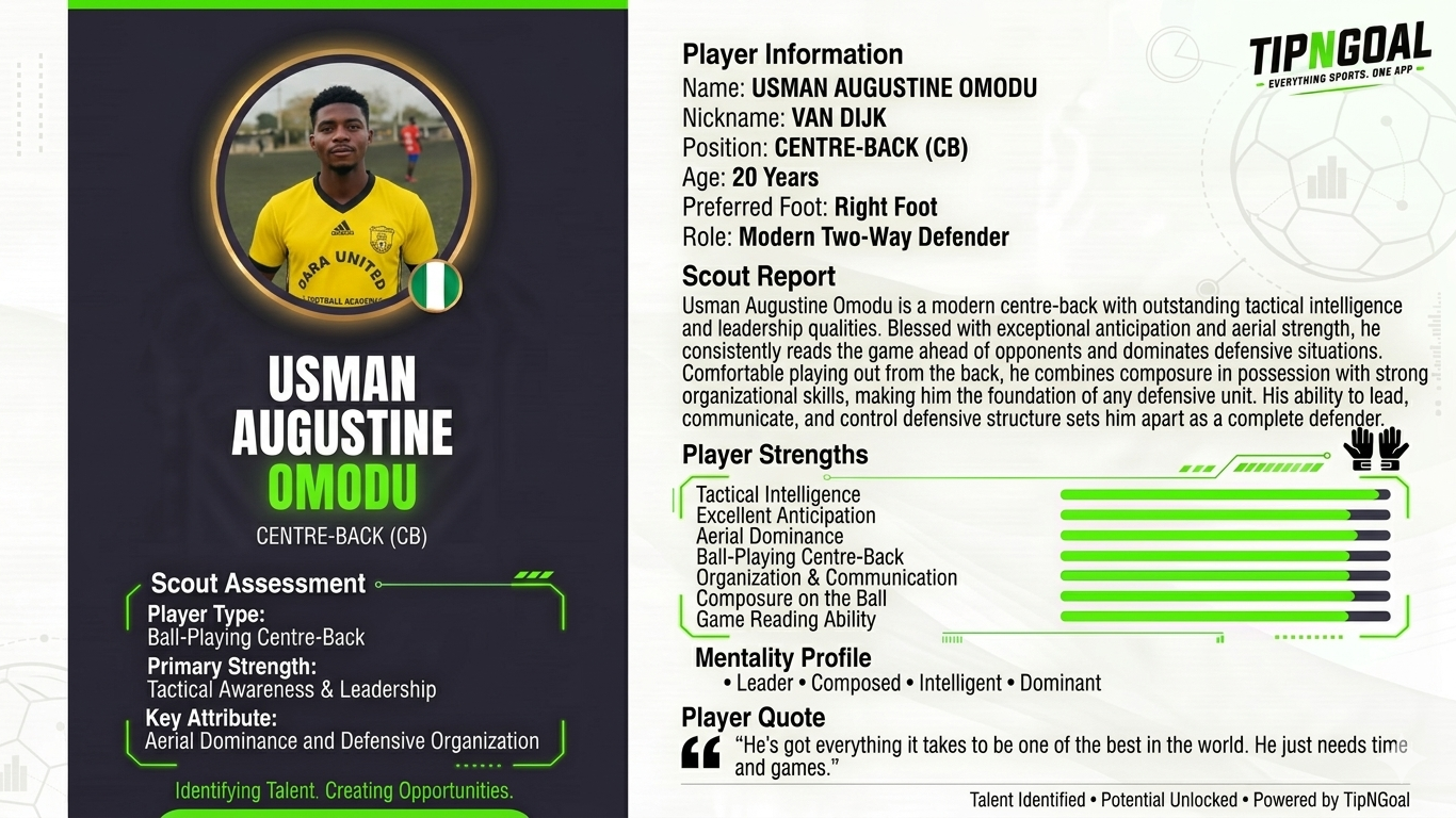 TipNGoal Player Focus: Meet USMAN AUGUSTINE OMODU 