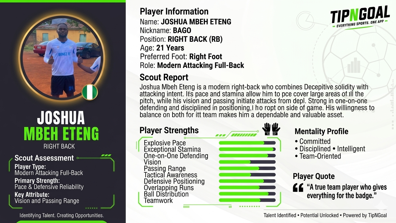 TipNGoal Player Focus: Meet JOSHUA MBEH ETENG