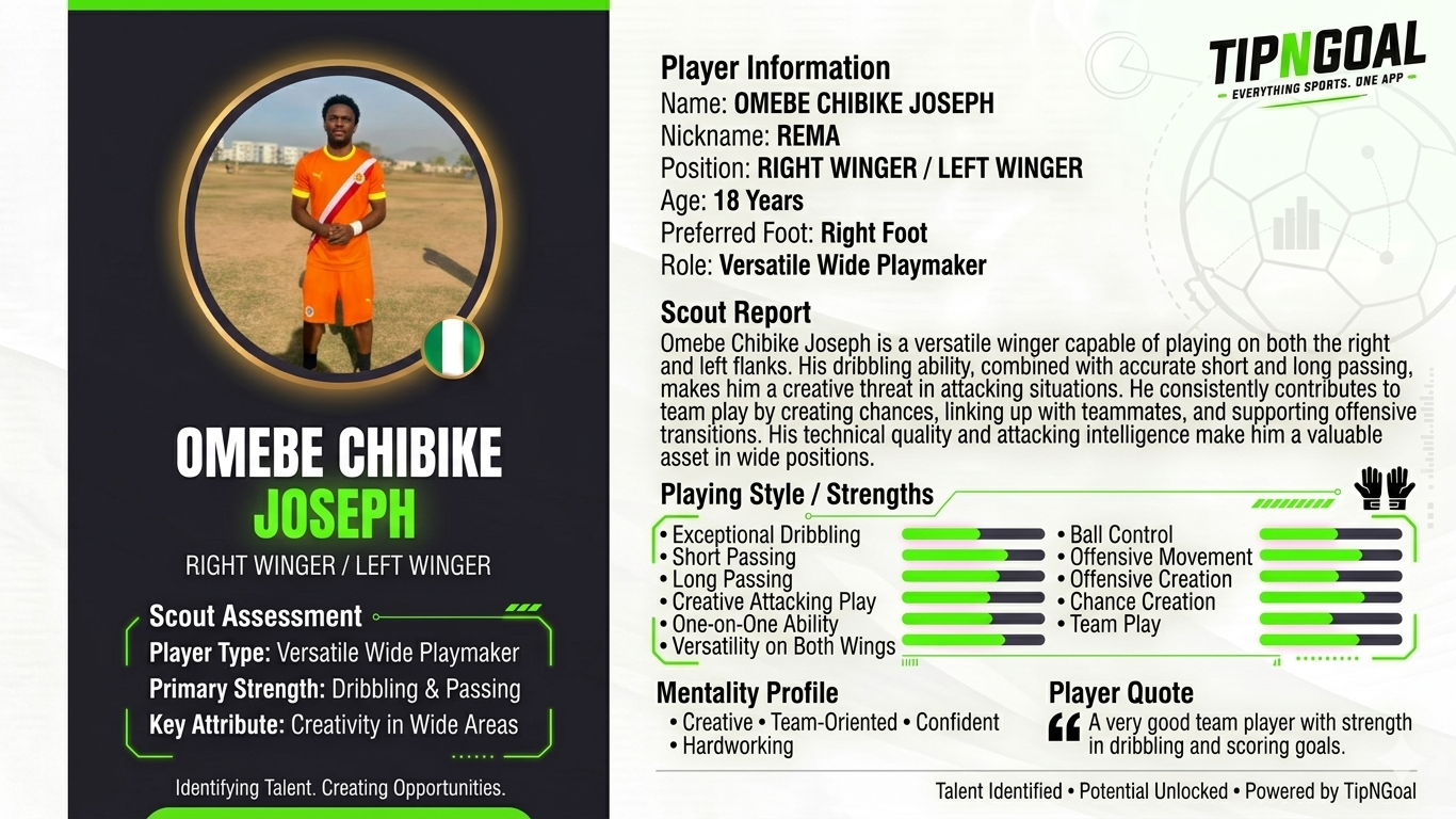 TipNGoal Player Focus: Meet OMEBE CHIBIKE JOSEPH
