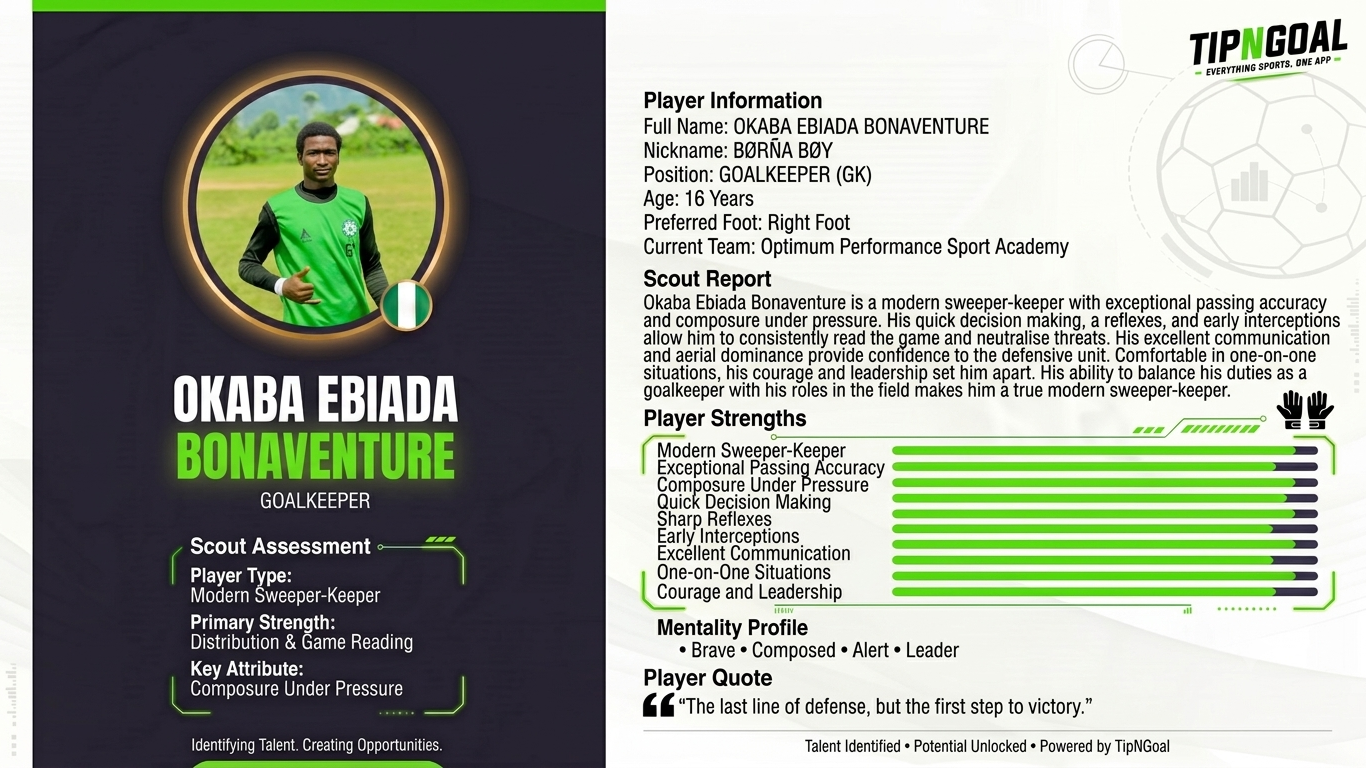 TipNGoal Player Focus: Meet OKABA EBIADA BONAVENTURE
