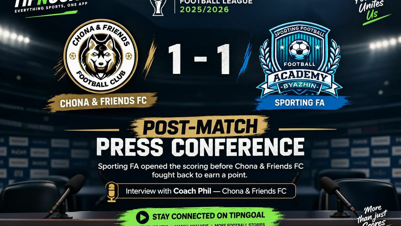 KUBWA FOOTBALL LEAGUE POST-MATCH PRESS CONFERENCE - COACH PHIL:
Chona & Friends FC 1–1 Sporting FA