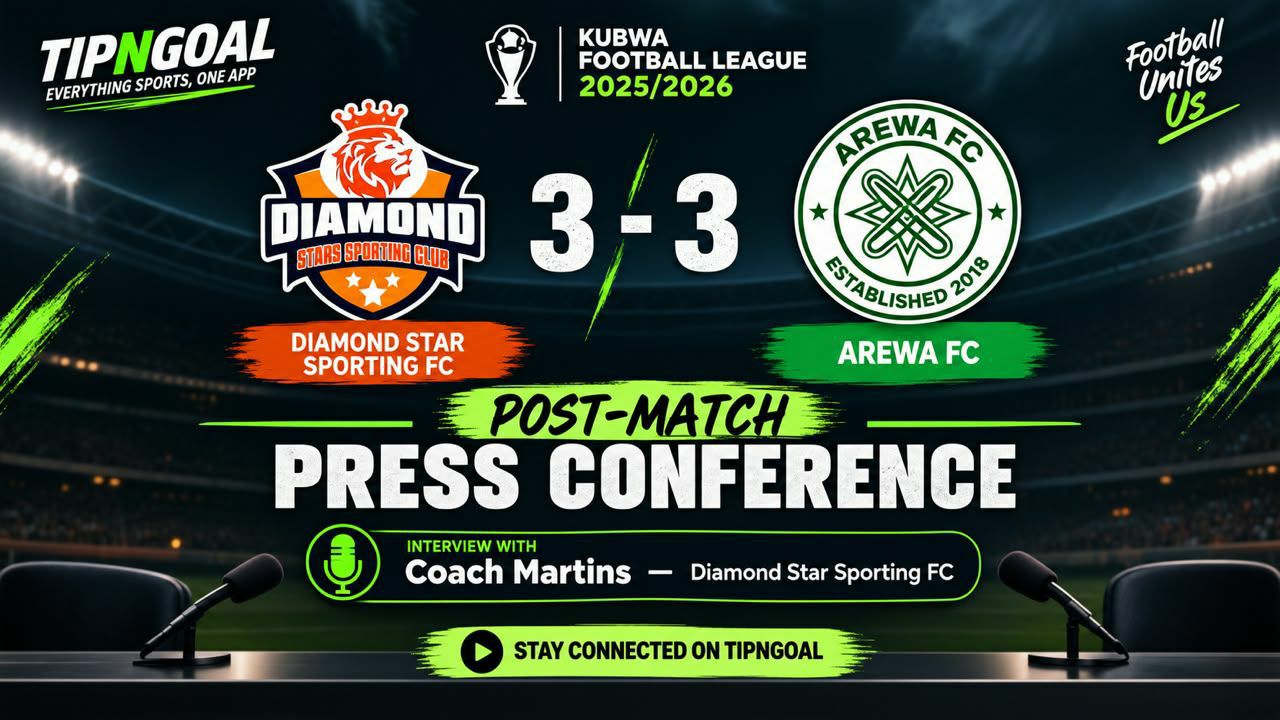 KUBWA FOOTBALL LEAGUE POST-MATCH PRESS CONFERENCE WITH COACH MARTINS - Diamond Star FC 3–3 Arewa FC