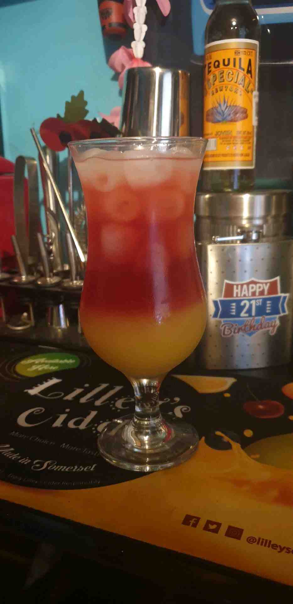 Community photo of a Sex on the Beach cocktail: Tastes weak but definitely isn't and really fruity.

Perfured layered over ice.