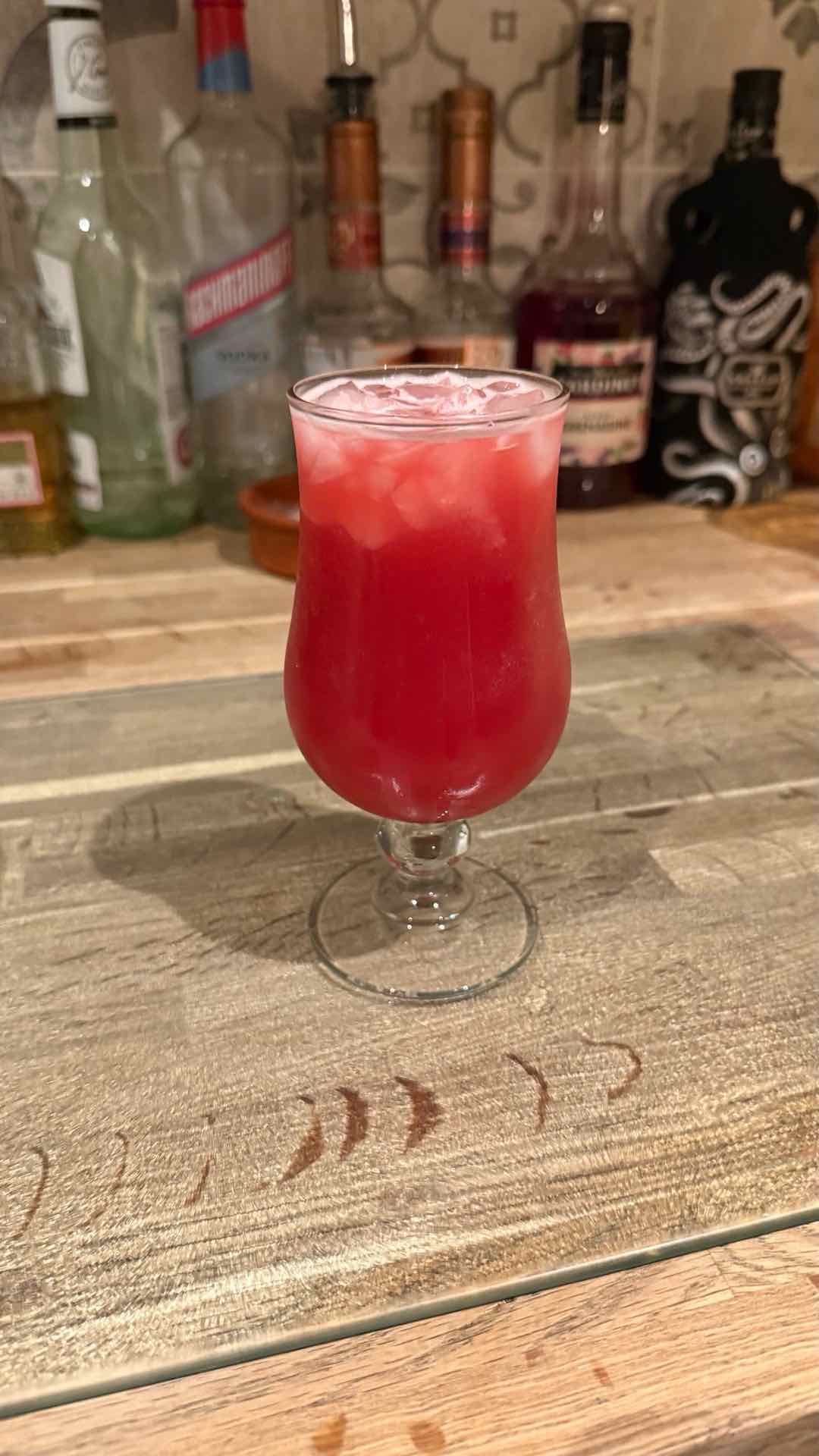 Community photo of a Rum Punch cocktail: I don’t drink rum very often, especially not dark rum but damn this was sweeter than I thought. Banging 4.5/5 easily. Wish I did the orange colour better..