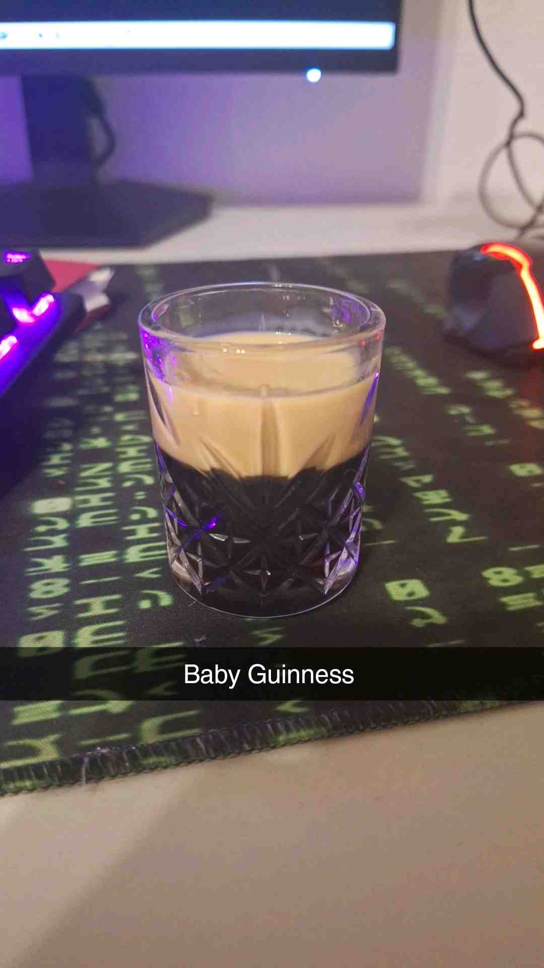 Community photo of a Baby Guinness cocktail: Got to love the Irish cream flavour together with the coffee liquor, its just a great mix.