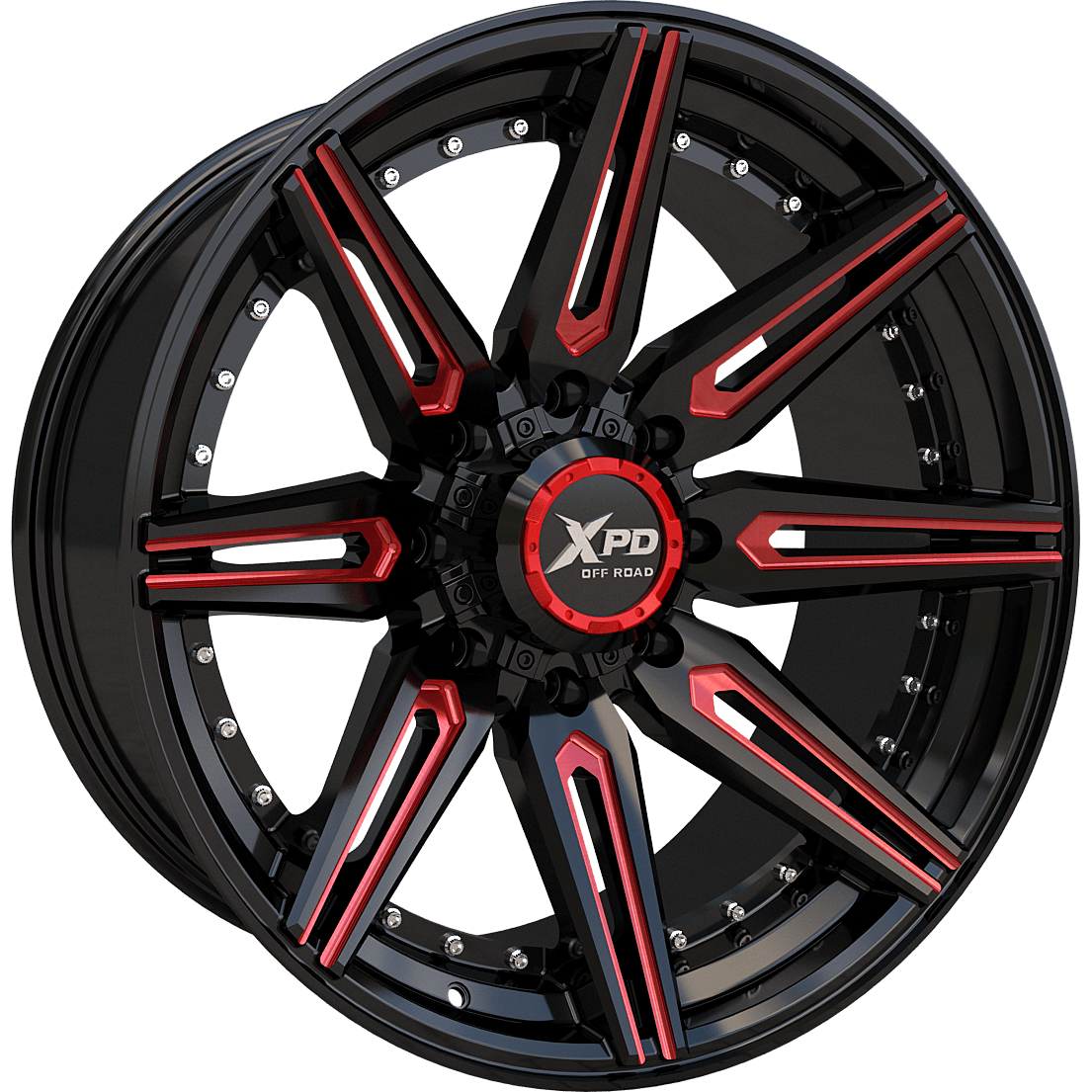 Xpd Off Road Patron 22X10 GLOSS BLACK MILLED RED — Speedy Mobile Cape Coral