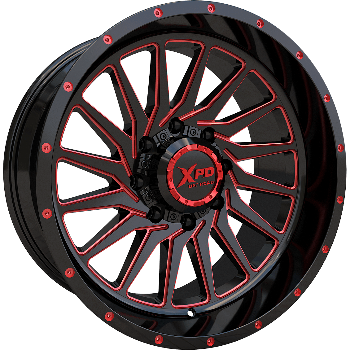 Xpd Off Road Typhoon 20X10 GLOSS BLACK MILLED RED — Speedy Mobile Cape Coral