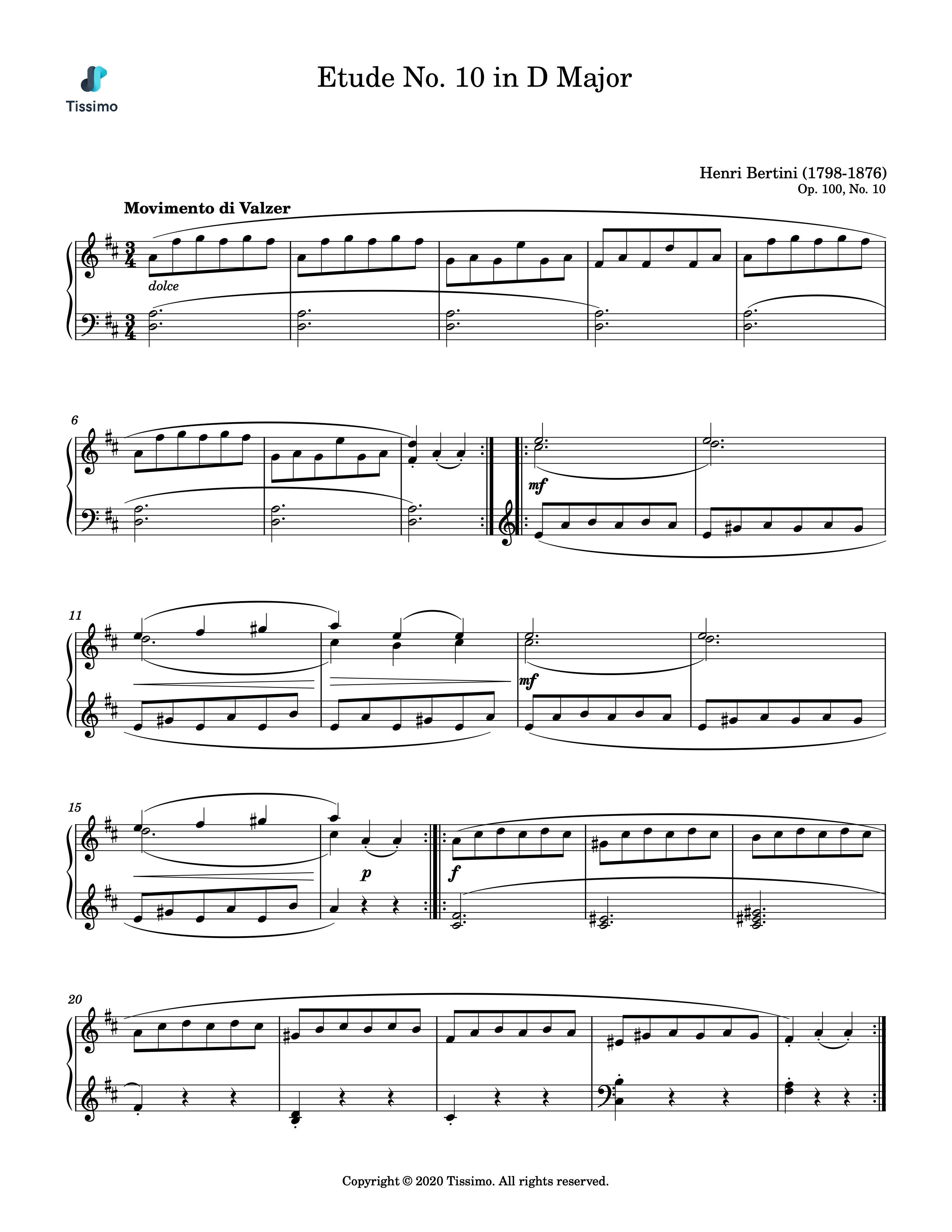 Etude in D Major, Op. 100, No. 10
