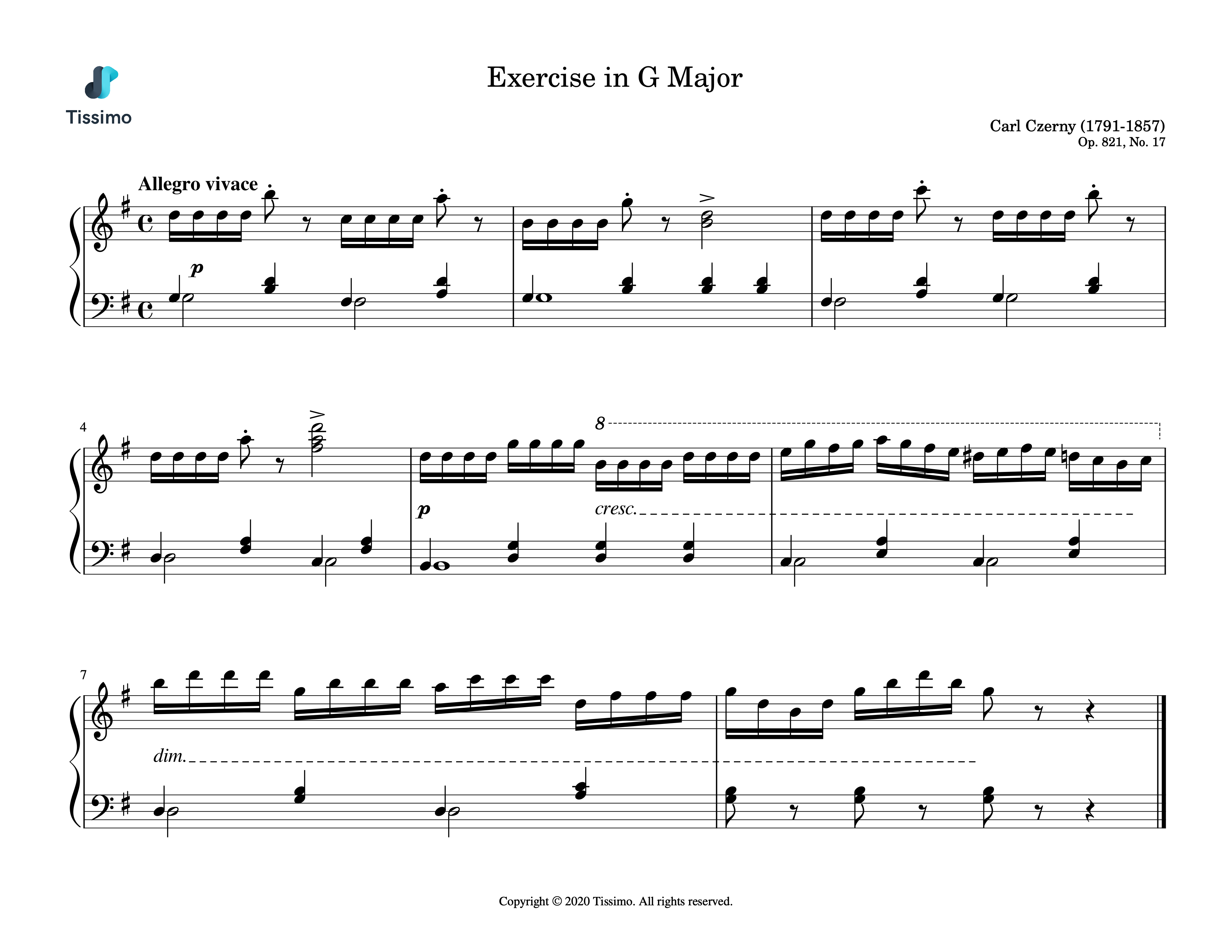 Exercise in G Major, Op. 821, No. 17
