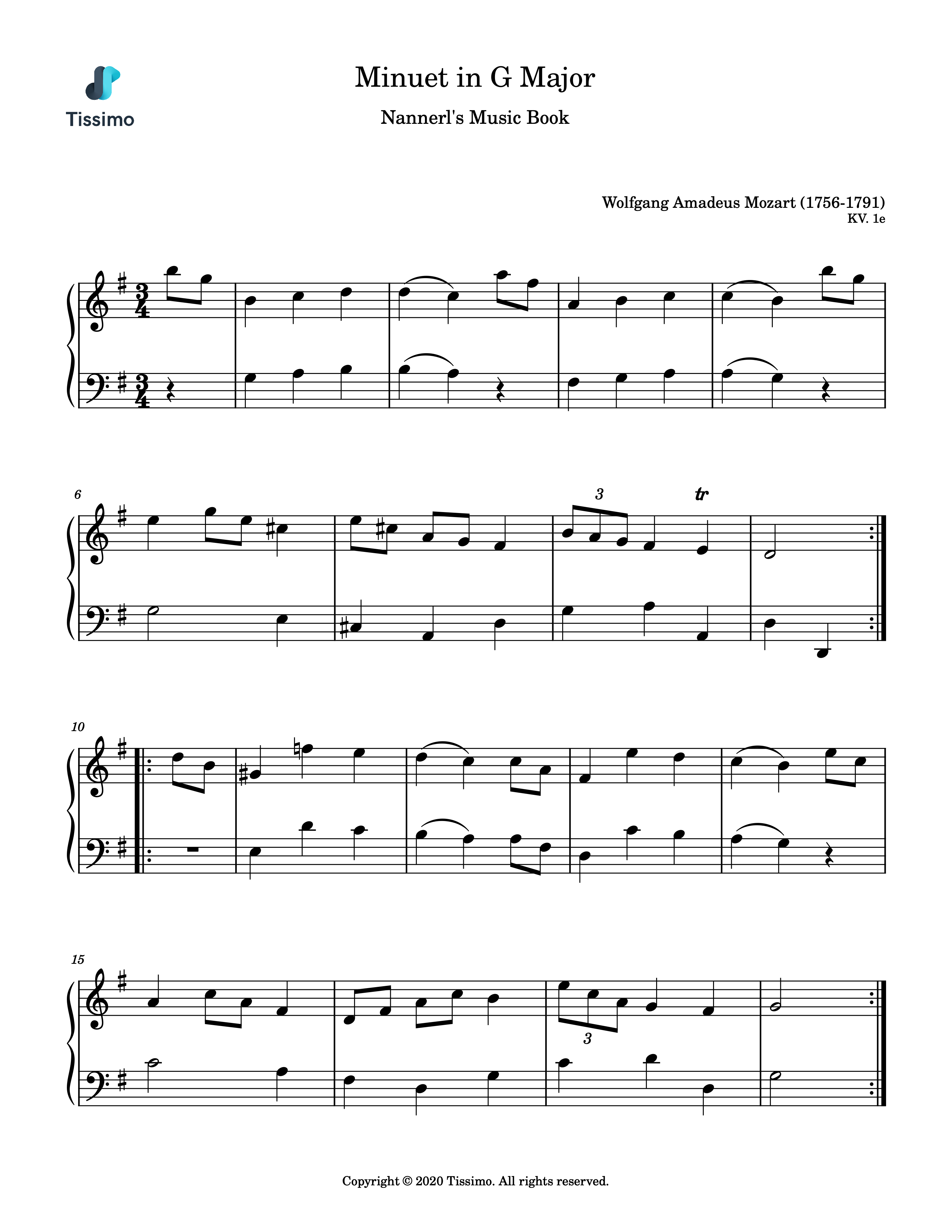 Minuet in G Major, KV. 1e